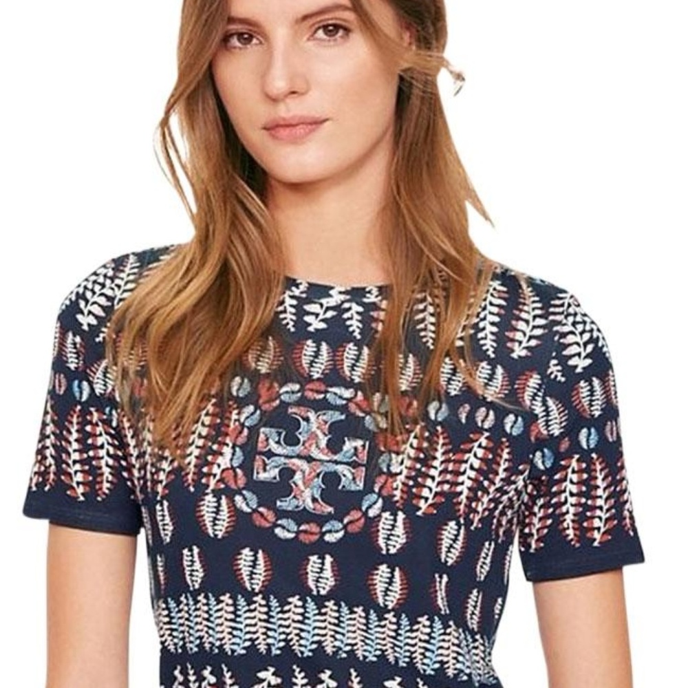 Tory Burch Pima Cotton Fern Logo Tee | Size S